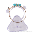 Gold Plated Turquoise Hexagonal Prism Cuff Bracelet Bangle